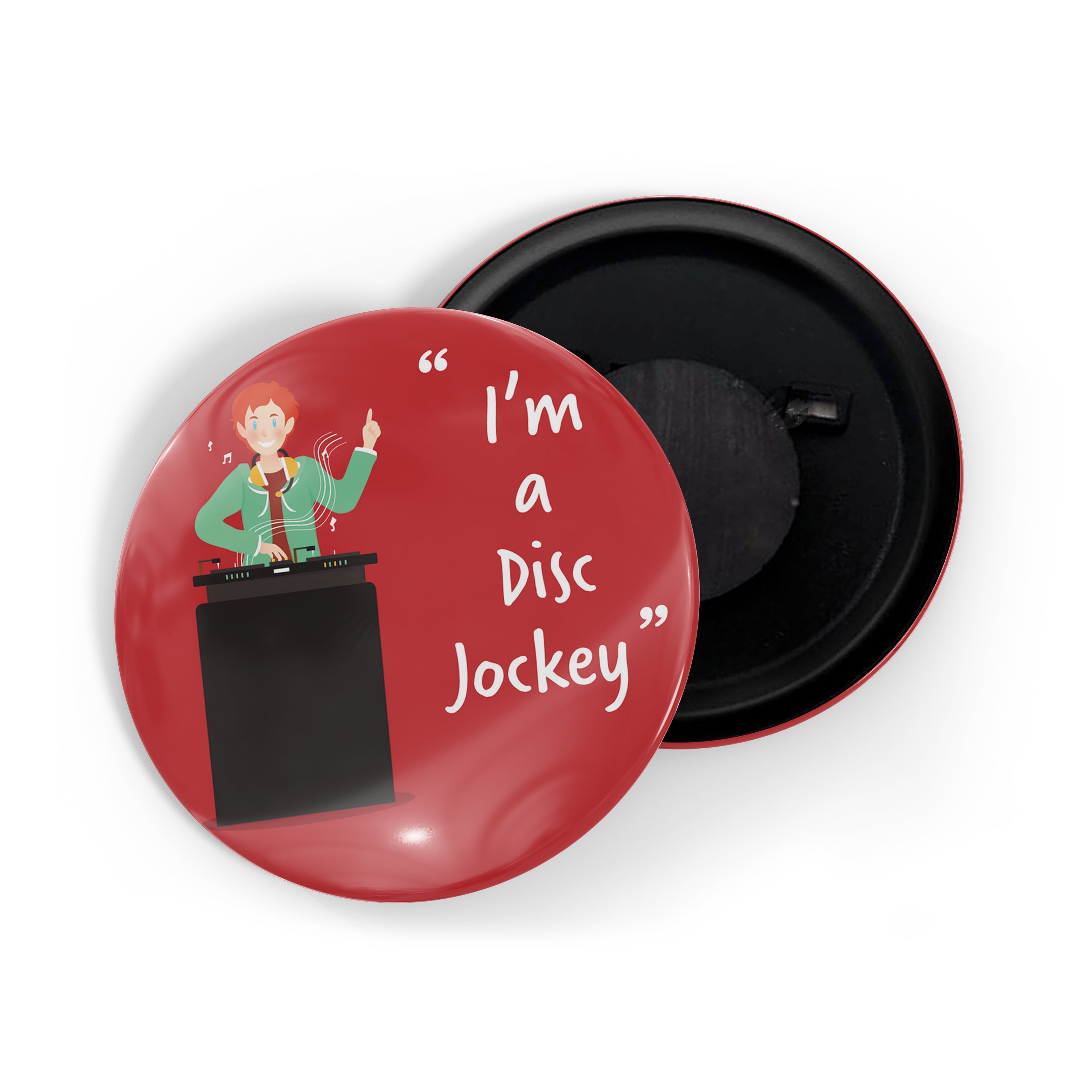 dhcrafts Round Fridge Magnet Red Color Profession I'm A Disc Jockey Glossy Finish Design Pack of 1 (75 mm)